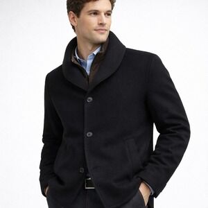 W.R.K New‎ York Men's Classic Black Button Front Wool Blend Peacoat $398 Sz M
